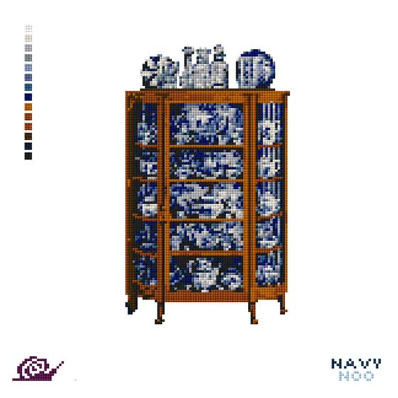 Curio Flow Blue needlepoint canvas