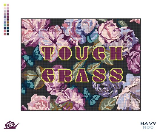 Touch Grass Pillow needlepoint canvas